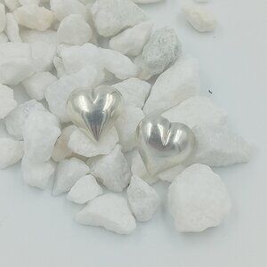 Vintage Sterling Silver Puff Heart Earrings